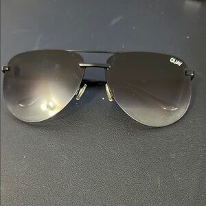 Quay Australia Black Frameless Aviator Sunglasses